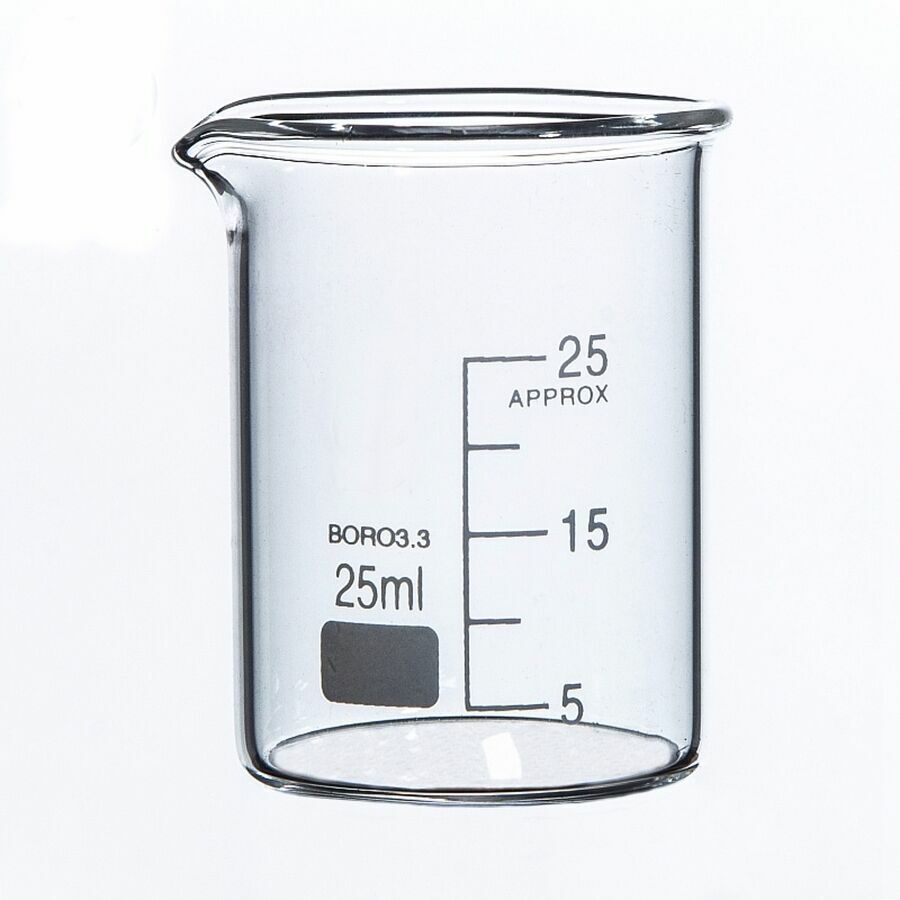 بيكر زجاجي 25 مل مدرج Beaker 25ml